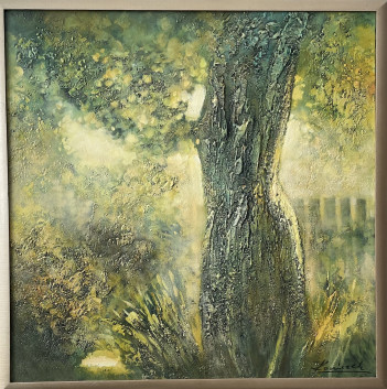 Koniczek Wmoim ogrodzie ... akryl na płótnie 100 x 100 cm 2023 8000zł