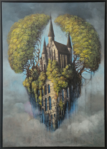 1. Brzozowski Piotr, Teren prywatny 100x70 olej 2025 c. 2000zł