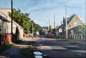 14. Adam_Ślefarski_Nowowarszawska_po_nocnym_deszczu_akryl_na_płótnie_60x90 2025, 1500