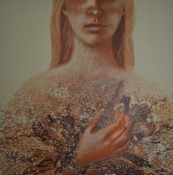 6. Daria Ostrowska,Patrz, akryl na płótmie 100x100 cm 2024