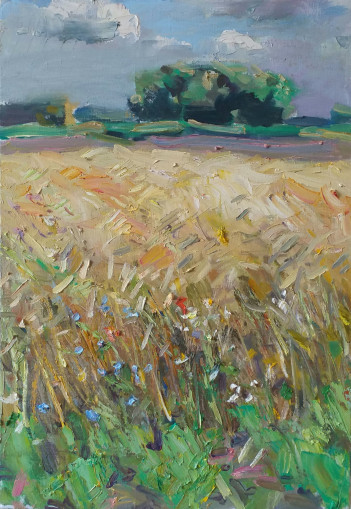 Kobzar O. Przed żniwami, 54 x 38 cm olej, płótno, 2000