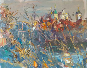 Kobzar O. Wieczór w Tykocinie, 40 x 50 , olej; płótno, 2000