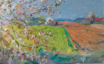 Kobzar O. Wiosenny motyw,  36 x 52 cm, olej, płótno, 1500