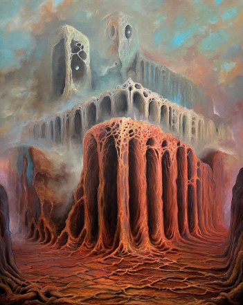 Wieczne Miasto, płyta, akryl, 100x80cm, 2023
