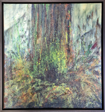 Szkil Alicja, W puszczy, 80 x 80 cm olej na płótnie, 2023