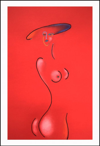 1-Dama w czerwonym kapeluszu 2018 100x70 akryl, pastel suchy, karton 2000z (1)