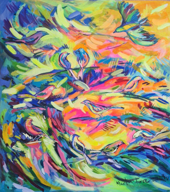 Forc Marta, Rozśpiewanie, akryl na płótnie 90 x 80 cm 2023