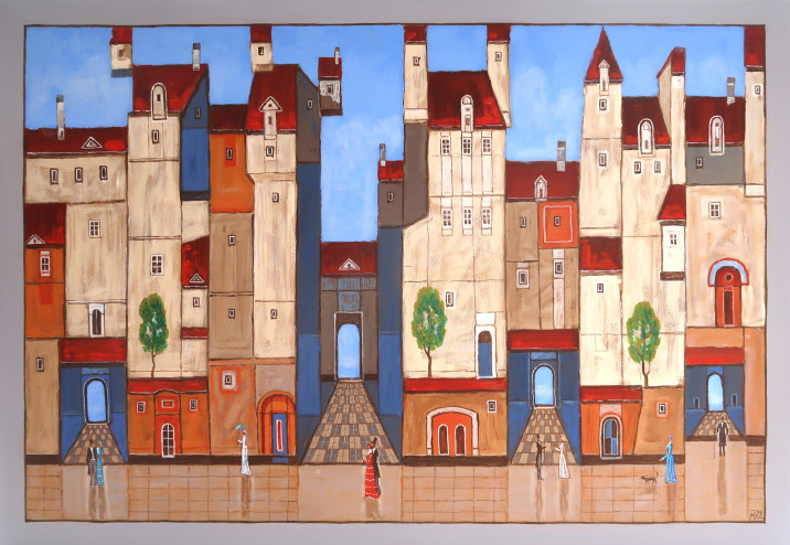 11. Malesza Mikołaj, Zapomniane Miasto, akryl na płótnie 70x100cm 2023r, 3 000zł