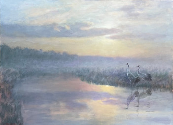 Pilcicki Lesław, Przed odlotem, akryl na płótnie 60x81cm, 2023 1500zł