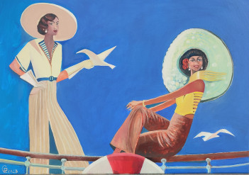 Grzybek Elżbieta, Rejs 50x70cm olej na łótnie, 2023r 1 200,00zł