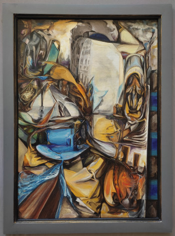 Tyszkiewicz Tomasz, Notatnik I Funus Olej na płótnie 104x76cm, 2023r 1500zł