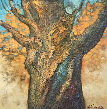 Koniczek Krzysztof, Być jak dąb..., Akryl na płótnie 100x100cm, 2023r, 7000,00zł