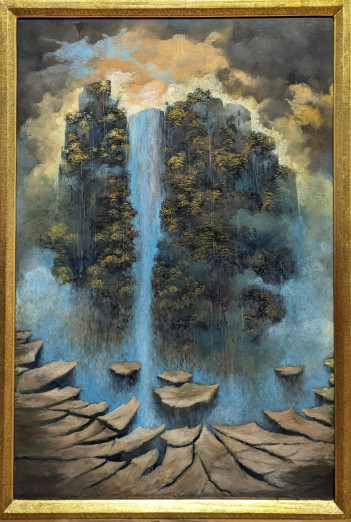 Brzozowski Piotr Wodospady, olej na płótnie 93x62cm, 2023r, 2 600,00zł.