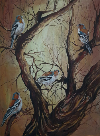 Maszkowska Monika, Rozmowy akryl na płótnie 80x60cm, 2023r 1000,00zł