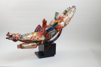 Grygorczk j. KOMBATANT KAWALERII, wys. 65cmxszer 94x gł. 39cm drewno polichromowane 6000zł