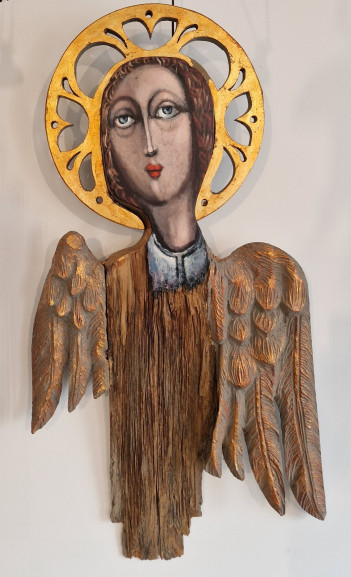 Grzybek Aleksander, Anioł. drewno, wys. 78 cm, 2022r 2400zł